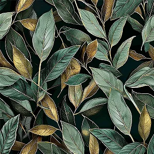 Tricoline Digital Folhas Lush Verde, 100%Alg, 50cm x 1,50mt