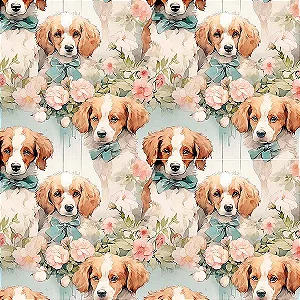 Tricoline Digital Cachorrinho 03, 100%Algodão, 50cm x 1,50mt