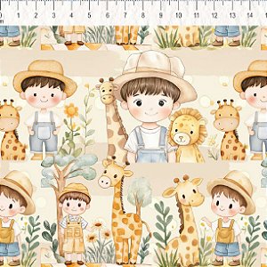 Tricoline Digital Safari Meninos, 100%Algodão, 50cm x 1,50mt