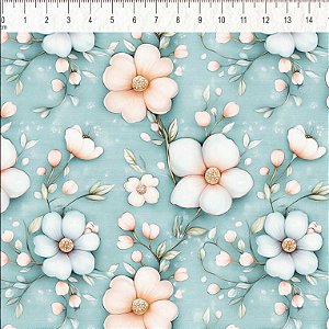 Tricoline Digital Floral Blush 01, 100%Algod., 50cm x 1,50mt