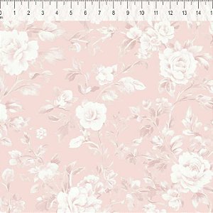 Tricoline Cute Floral Rosa, 100% Algodão, 50cm x 1,50mt