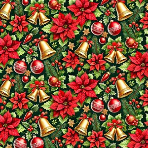 Tricoline Digital Natal Sinos Verde 100%Alg., 50cm x 1,50mt