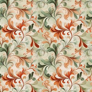 Tricoline Digital Arabesco Fundo Bege 100%Alg, 50cm x 1,50mt