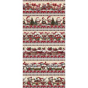 Tricoline Digital Barrado Natal Cute 100%Alg., 50cm x 1,50mt