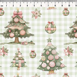 Tricoline Natal Árvore Clarinho, 100% Algodão, 50cm x 1,50mt