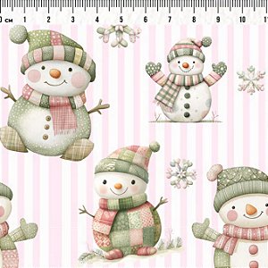 Tricoline Natal Boneco de Neve Clarinho 100%Alg 50cm x 1,50m