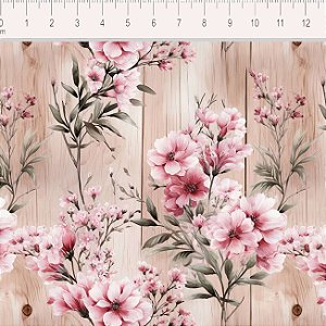 Tricoline Digital Wooden Wall, 100% Algodão, 50cm x 1,50mt
