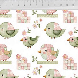 Tricoline Digital Valentina Passarinho 100%Alg 50cm x 1,50mt