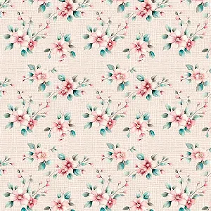 Tricoline Digital RO Mini Flores, 100%Algodão, 50cm x 1,50mt