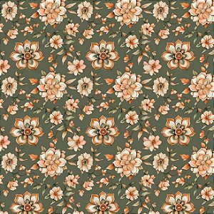 Tricoline Digital Vertente Floral Mandala, 50cm x 1,50mt