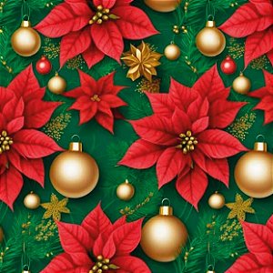 Tricoline Digital Flores de Natal, 100%Algodão 50cm x 1,50mt