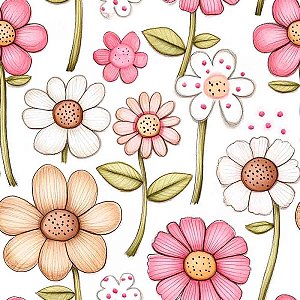 Tricoline Digital Jardim do Pato, 100%Algodão, 50cm x 1,50mt