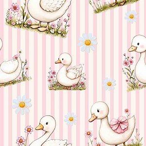 Tricoline Digital Pato Listrado, 100%Algodão, 50cm x 1,50mt