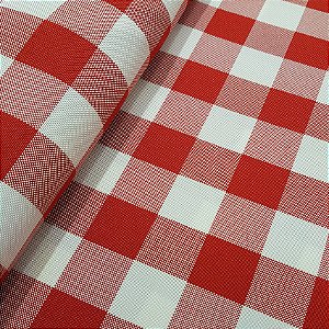 Tecido Panama Xadrez Vermelho, 100% Poliester, 50cm x 1,70mt
