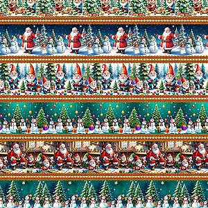 Tricoline Digital Barrado Boneco de Neve, 50cm x 1,50mt
