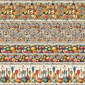 Tricoline Digital Barrado Frutas e Utensílios, 50cm x 1,50mt