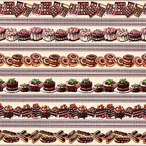 Tricoline Digital Barrado Chocolate, 100% Alg, 50cm x 1,50mt
