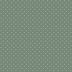 Tricoline Digital Poá Creme F. Verde, 100%Alg. 55cm x 1,50mt