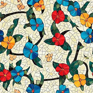 Tricoline Digital Mosaico Creme, 100% Algodão, 50cm x 1,50mt