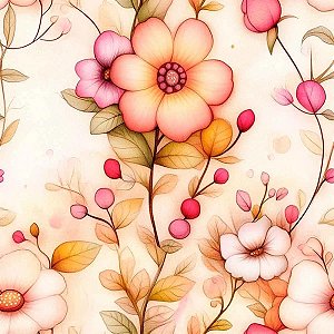 Tricoline Digital Mf. Fileiras de Flores, 50cm x 1,50mt