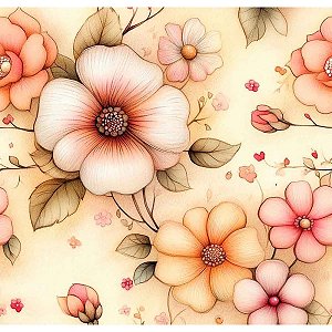 Tricoline Digital Mf. Flores, 100% Algodão, 50cm x 1,50mt