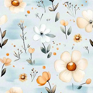 Tricoline Digital Flores, 100% Algodão, 50cm x 1,50mt