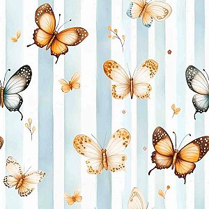 Tricoline Digital Borboletas, 100% Algodão, 50cm x 1,50mt