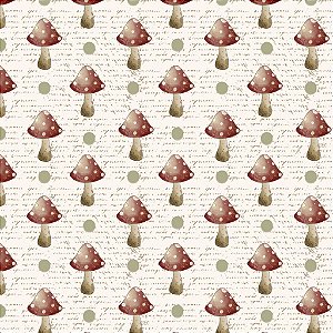 Tricoline Digital Meus Cogumelos no Jardim, 50cm x 1,50mt