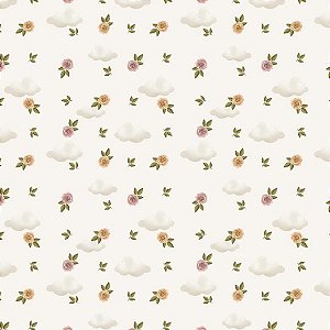Tricoline Digital Mini Floral Rogai por Nós, 50cm x 1,50mt