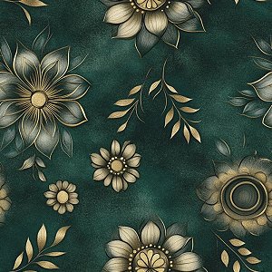Tricoline Digital Emerald Mandala 100% Algodão 50cm x 1,50mt