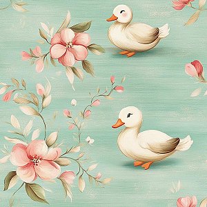 Tricoline Digital Dreamy Patos, 100% Algodão, 50cm x 1,50mt