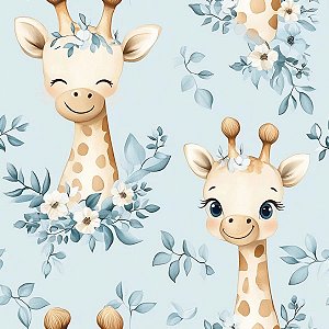 Tricoline Digital Girafa, 100% Algodão, 50cm x 1,50mt