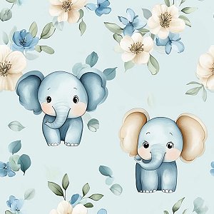 Tricoline Digital Elefante, 100% Algodão, 50cm x 1,50mt