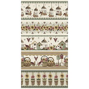 Tricoline Digital Barrado Alegria, 100%Algodão 50cm x 1,50mt