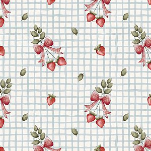 Tricoline Digital Ramalhete Moranguinhos Azul, 50cm x 1,50mt