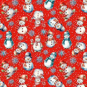 Tricoline Digital Natal Boneco de Neve 100%Alg 50cm x 1,50mt