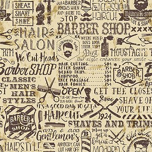Tricoline Barber Shop, 100% Algodão, 50cm x 1,50mt