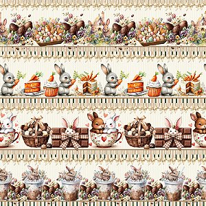 Tricoline Barrado Encantos de Páscoa 01, 100%Alg 50c x 1,50m