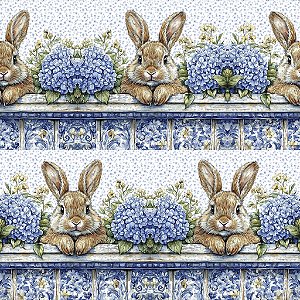 Tricoline Barrado Encantos de Páscoa 02, 100%Alg 50c x 1,50m