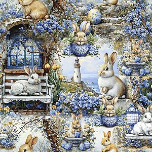 Tricoline Encantos de Páscoa 03, 100% Algodão, 50cm x 1,50mt