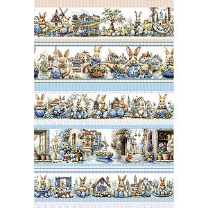 Tricoline Barrado Encantos de Páscoa 03, 100%Alg 50c x 1,50m