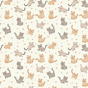 Tricoline Gatinhos, 100% Algodão, 50cm x 1,50mt