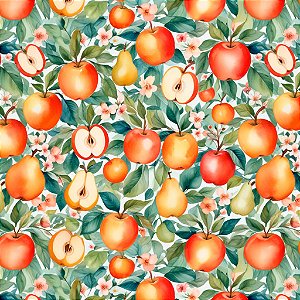 Tricoline Maças e Peras, 100% Algodão, 50cm x 1,50mt