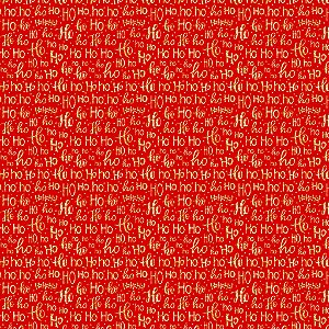 Tricoline Natal Ho Ho Dourado Fundo Vermelho, 50cm x 1,50mt