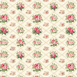 Tricoline Floral Handmade, 100% Algodão, 50cm x 1,50mt