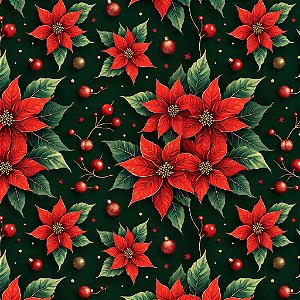 Tricoline Digital Floral Contos de Natal, 50cm x 1,50mt