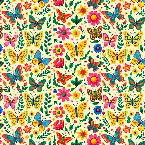 Tricoline Digital Mundo das Borboletas 100%Alg 50cm x 1,50mt