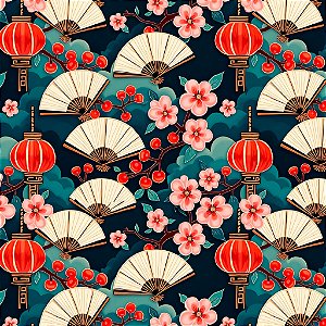 Tricoline Digital Oriental, 100% Algodão, 50cm x 1,50mt