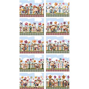 Tricoline Digital Barrado Cerca Florida 100%Alg 50cm x 1,50m