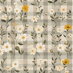 Tricoline Digital Plaid and Flower NG 100%Alg, 50cm x 1,50mt
